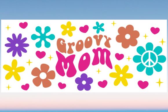 Groovy Mom Mama 16oz Libbey Wrap Svg Graphics and Print Templates